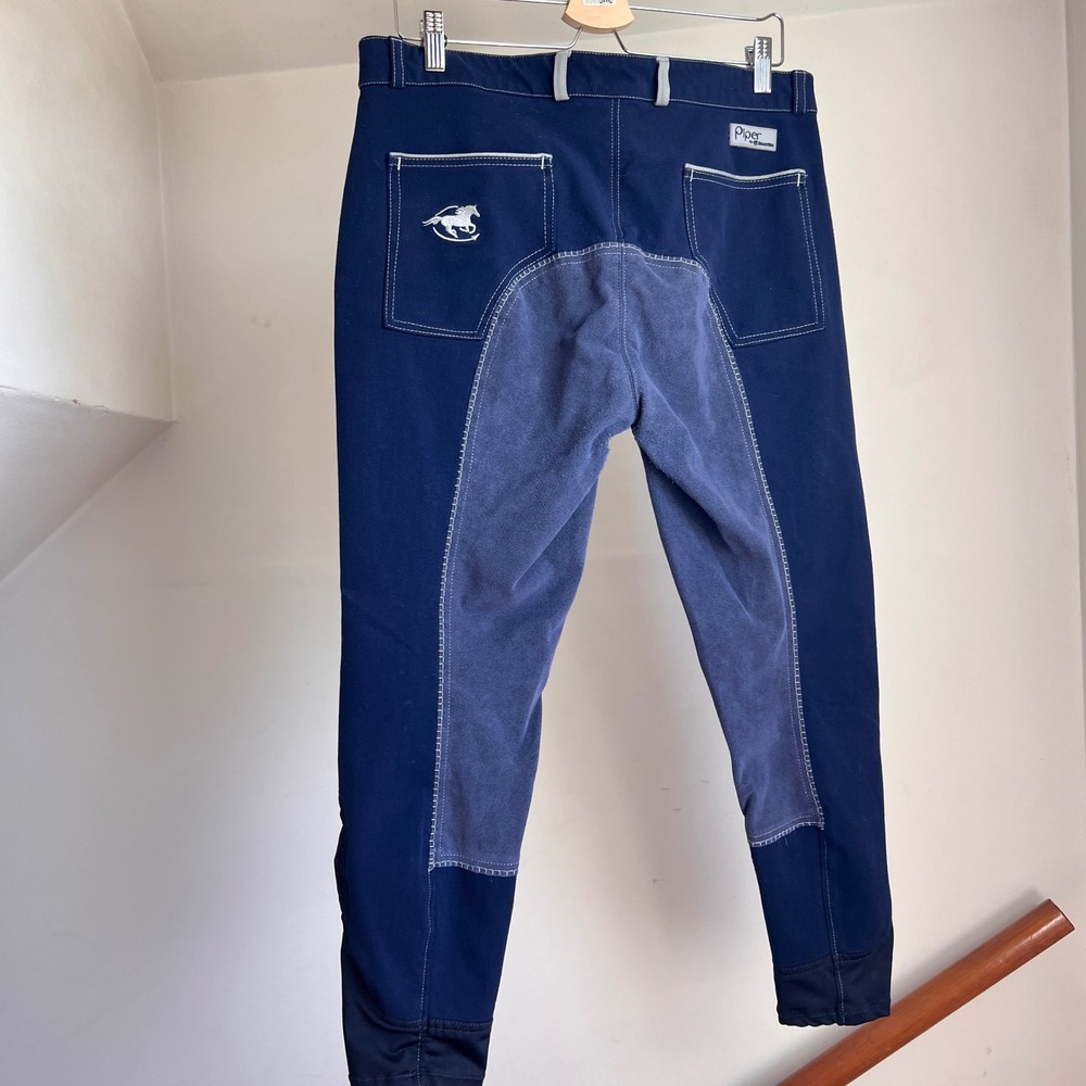 Navy Blue Full Seat Equestrian Horse Riding Pants Cropped Capri Preppy Vintage